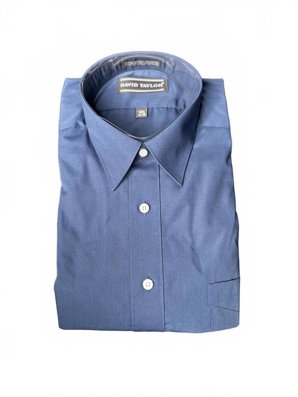 David Taylor NWT Blue Poly/Cotton Dress Shirt - 16.5 (34/35)